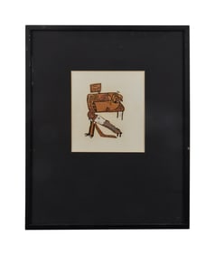 Playboy | Randall Enos Two Men Woodcut Print
