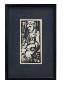 Playboy | Richard Tyler Seated Man Woodblock Print