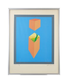 Playboy | Unknown Artist Geometric Abstraction Orange Cube Print