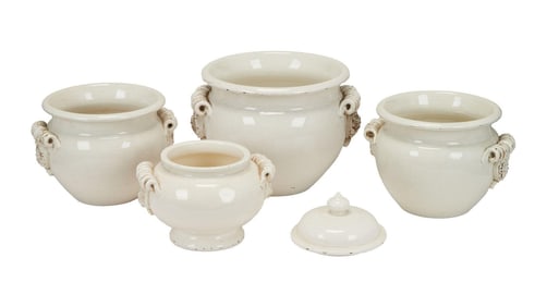 Playboy | Four Off White Crackle Ceramic Pots