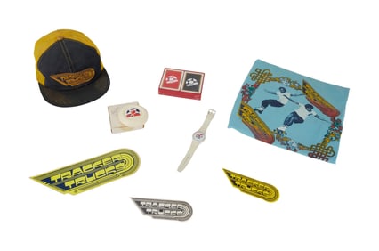 Tracker Trucks | Vintage T-Shirt, Baseball Cap, Watch, Playing Cards, and Adrian Demain Signed Soap