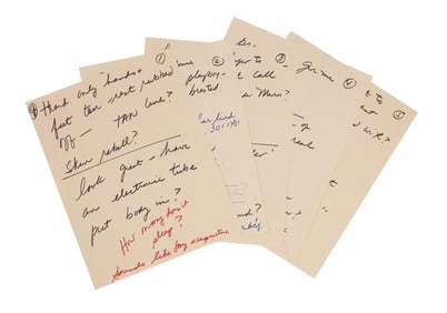 Joan Rivers | Handwritten "The Late Show" George Hamilton Interview Notes