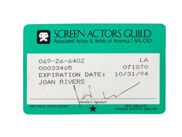 Joan Rivers | Signed 1994 SAG Card
