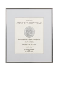 Joan Rivers | Photo-Matched "Sally Marr...and Her Escorts" Tony Nomination Certificate
