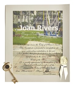 Joan Rivers | 2004 Miami Beach Key to the City and Certificate