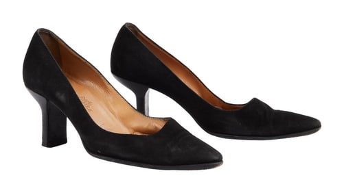 Joan Rivers | Black Hermes Block-Heel Shoes