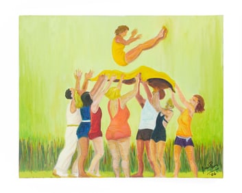 Joan Rivers | Signed Painting of People with Parachute by Rivers