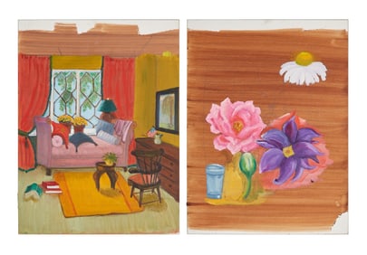 Joan Rivers | Two Paintings, Interiors by Rivers