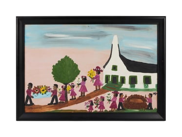 Joan Rivers | 20th C. Clementine Hunter "Funeral Procession" Painting