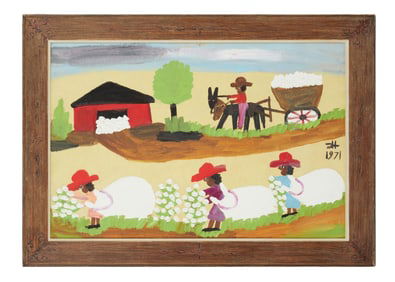 Joan Rivers | 1971 Clementine Hunter, "Picking Cotton" Painting