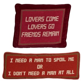 Joan Rivers | Two "Man" Needlepoint Pillows with Book