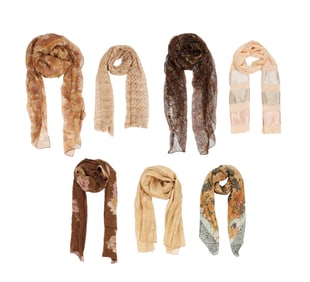 Joan Rivers | Circa 1990s-2000s Mostly Silk Earth-Tone Scarves