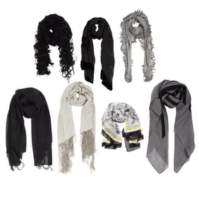 Joan Rivers | Circa 1990s-2000s Gray and Black Mostly Silk Scarves