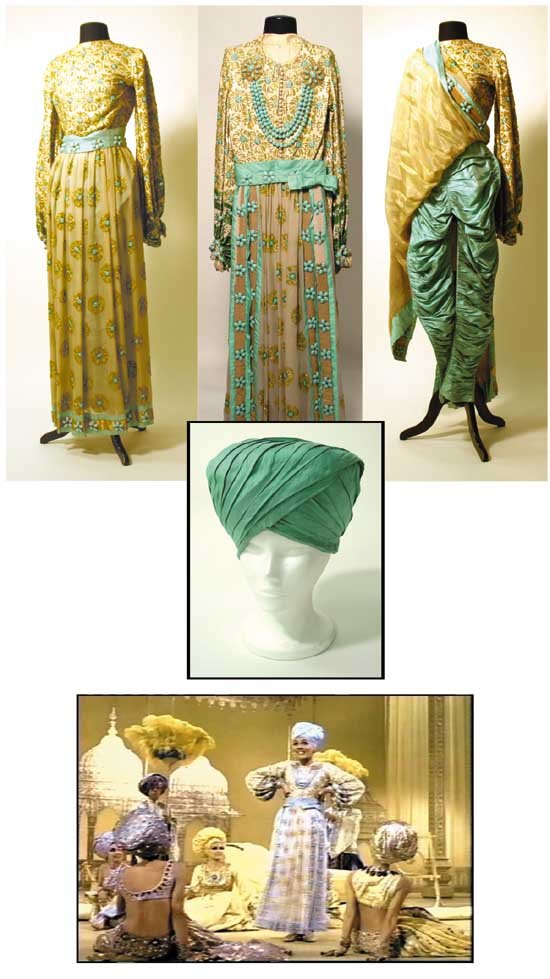 Julie Andrews Harem Costume from Star! (1968): A heavy and extravagently designed harem costume, worn by Julie Andrews in her portrayal of Gertude Lawrence in the 1968 musical Star!. Designed by Donald Brooks, this elaborate costume consists of go