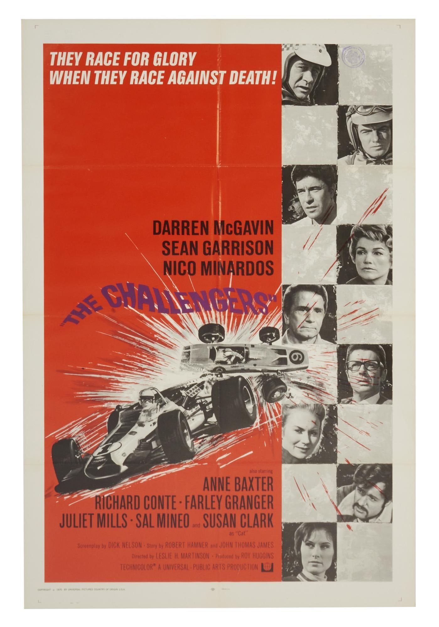 The Challengers | One Sheet Poster: An original one sheet poster related to the theatrical release of the television film The Challengers (Universal Television, 1970). The poster is folded and features stamps on the verso. 1