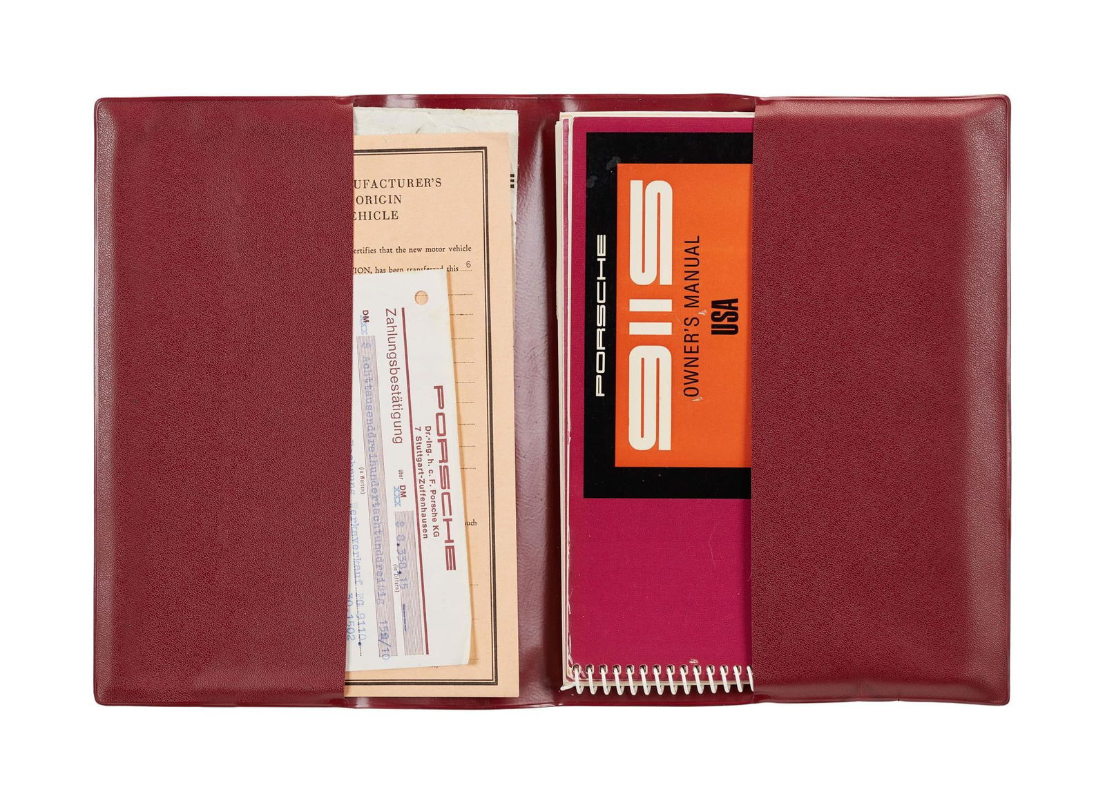 Steve McQueen | Le Mans 1970 Porsche 911S Owners Manual Set, Factory Invoice, and Receipt: An original 1970 Porsche 911S owners manual set, Porsche Factory invoice, receipt, and Statement of Origin, related to the Porsche used by Steve McQueen in the production of the film Le Mans (National