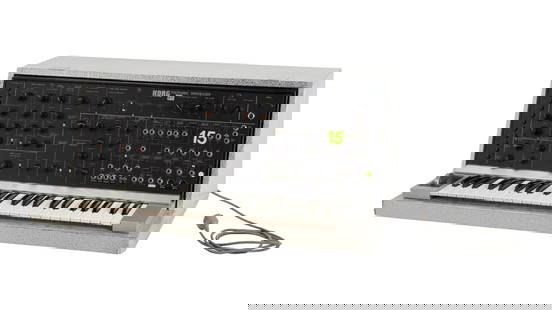 Florian Schneider | Korg PS-3100 Polyphonic Synthesizer, Textured Metal: A c.1977 Korg PS-3100 synthesizer in a wood cabinet covered in textured metal, serial #806268, from the collection and personal studio of Florian Schneider, co-founding member of the highly influentia