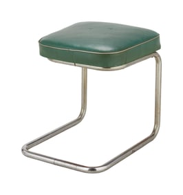 Florian Schneider | Bauhaus Style Green Leather Cantilever Stool
