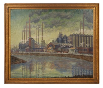 Florian Schneider | Large Industrial Scene Oil Painting