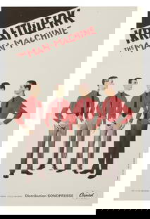 Florian Schneider | 1978 "The Man-Machine" French Promo Poster (P): A Sonopresse/Capitol Recotds promotional poster for the French release of Kraftwerk's seventh studio album, The Man-Machine (1978).The poster features the band members with their