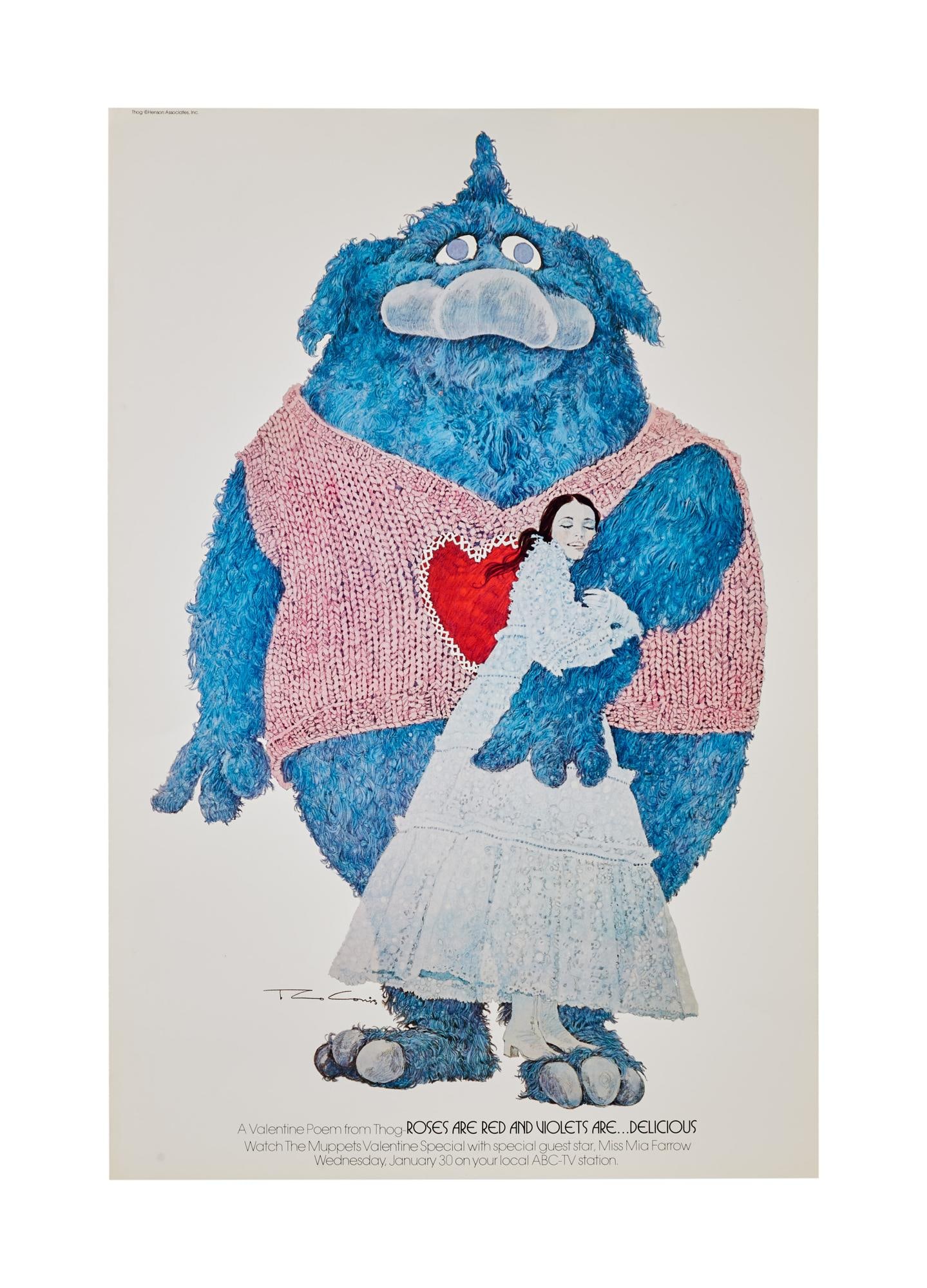 The Muppet Show | "The Muppets Valentine Show" Poster: An original promotional poster for "The Muppets Valentine Show," the first of two pilot episodes shot for The Muppet Show. The special aired on January 30, 1974 on ABC and featured