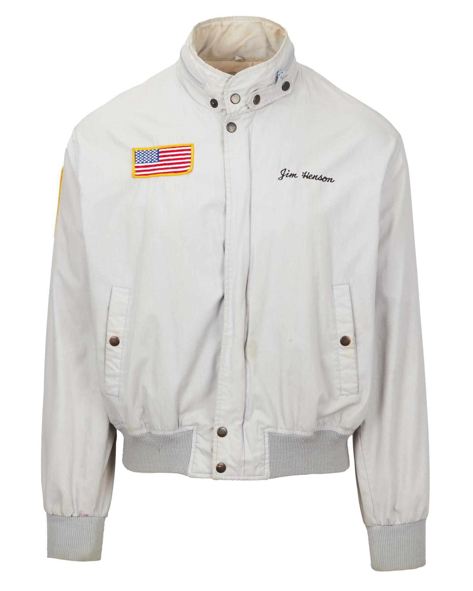 Jim Henson | 1984 "The Stars Salute the U.S. Olympic Team" Cast and Crew Personalized Jacket: Jim Henson's personalized cast and crew jacket for the 1984 NBC television special The Stars Salute the U.S. Olympic Team. The jacket features "Jim Henson" stitched on the fro