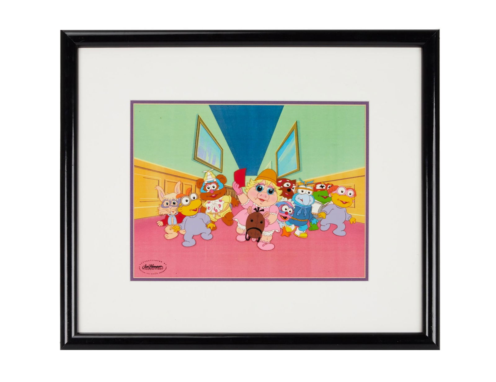 Muppet Babies | "Sing a Song of Superheroes" Framed Animation Cel: An original production animation cel from the season seven episode "Sing a Song of Superheroes" of the television series Muppet Babies (CBS, 1984 - 1991). The animation cel features Ba