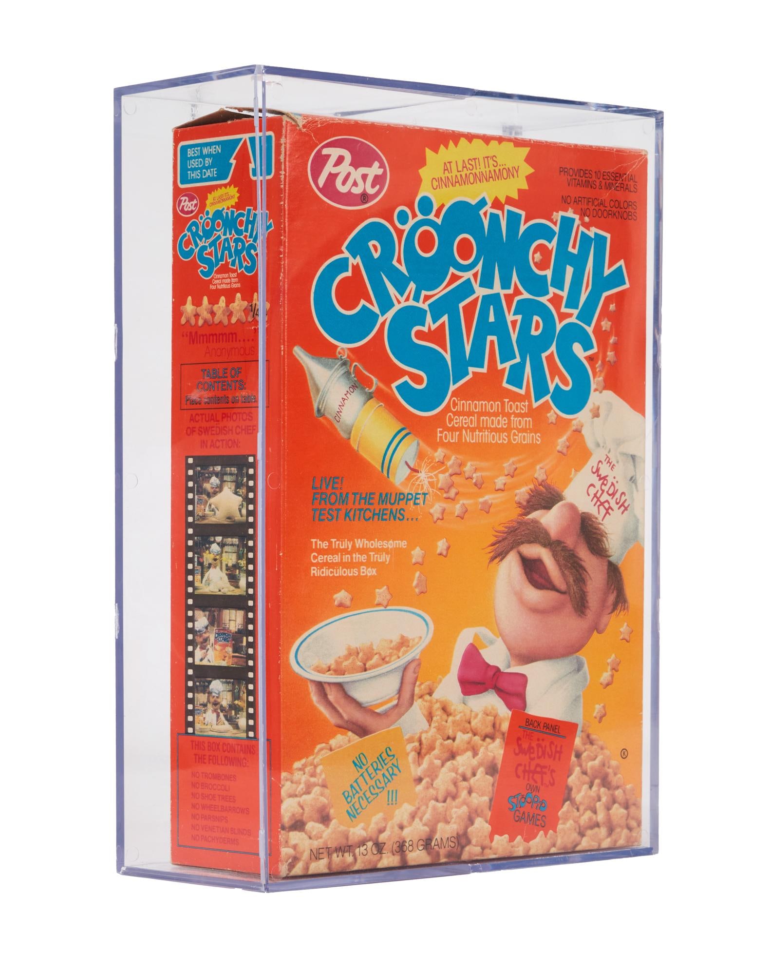 The Muppets | Cröonchy Stars Cereal Box: An original Cröonchy Stars cereal box from 1988 featuring the character Swedish Chef, related to the television series The Muppet Show (Henson Associates, 1976 - 1981). This break