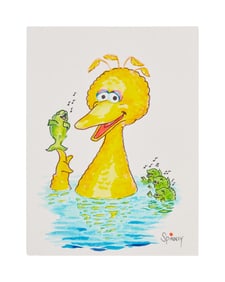 Caroll Spinney | "Big Bird and Singing Fish" Original Artwork