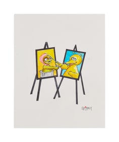 Caroll Spinney | "How We See Each Other" Original Artwork featuring Big Bird and Oscar the Grouch