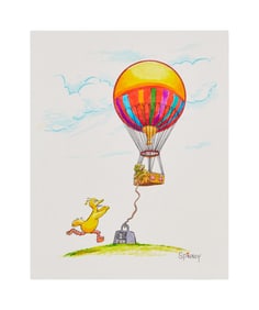 Caroll Spinney | "Hot Air Balloon - Wait For Me!" Original Artwork featuring Big Bird and Oscar the