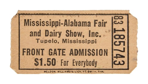 Elvis Presley | 1956 Mississippi-Alabama Fair and Dairy Show Ticket