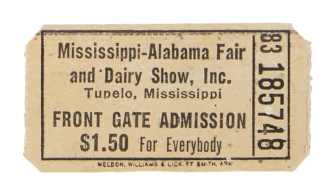 Elvis Presley | 1956 Mississippi-Alabama Fair and Dairy Show Ticket