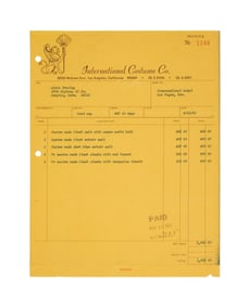 Elvis Presley | 1969 International Costume Company Invoice