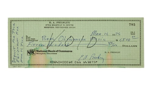 Elvis Presley | 1976 Signed Void Personal Check