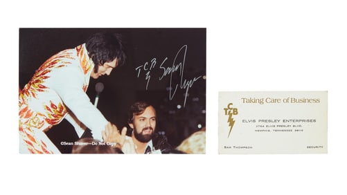 Elvis Presley | Bodyguard Sam Thompson I.D. Card and Signed Photo