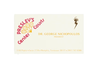 Elvis Presley | Dr. Nichopoulos Racquetball Courts Card