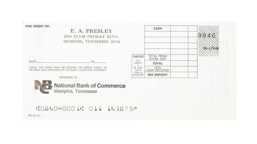 Elvis Presley | Personal Checking Account Deposit Slip