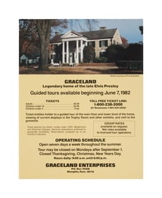 Elvis Presley | 1982 Opening of Graceland Tours Flyer