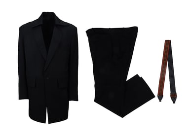 Johnny Cash | 1990s Stage-Worn Custom-Made Black Manuel Suit and Guitar Strap
