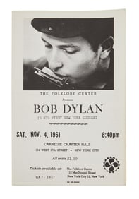 Bob Dylan | 1961 "The Folklore Center Presents Bob Dylan In His First New York Concert" Program