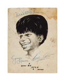 The Beatles | Band-Signed 1964 "Teal Airlines" In-Flight Menu