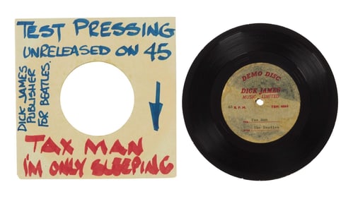 The Beatles | Dick James "I'm Only Sleeping / Tax Man" Acetate Record