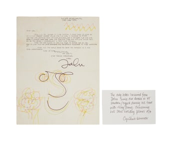John Lennon | 1974 Signed Letter with Self-Caricature and Doodles to Ex-Wife Cynthia