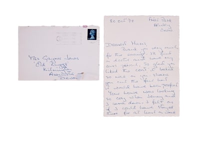 Pattie Boyd | 1970 Handwritten Letter to Mother