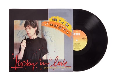 Mick Jagger | Signed "Lucky In Love" 12 Inch Record Single (Dutch)