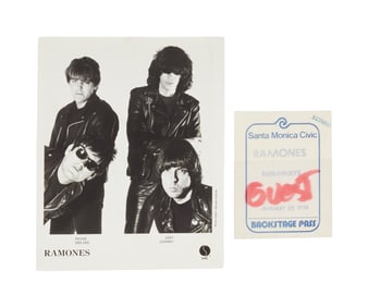 The Ramones | 1978 Backstage Pass with Joey Ramone Signed Promo Photo