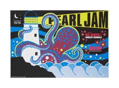 Pearl Jam | 1998 Artist Signed Original Ames Bros Great Woods Amphitheater Boston Concert Poster