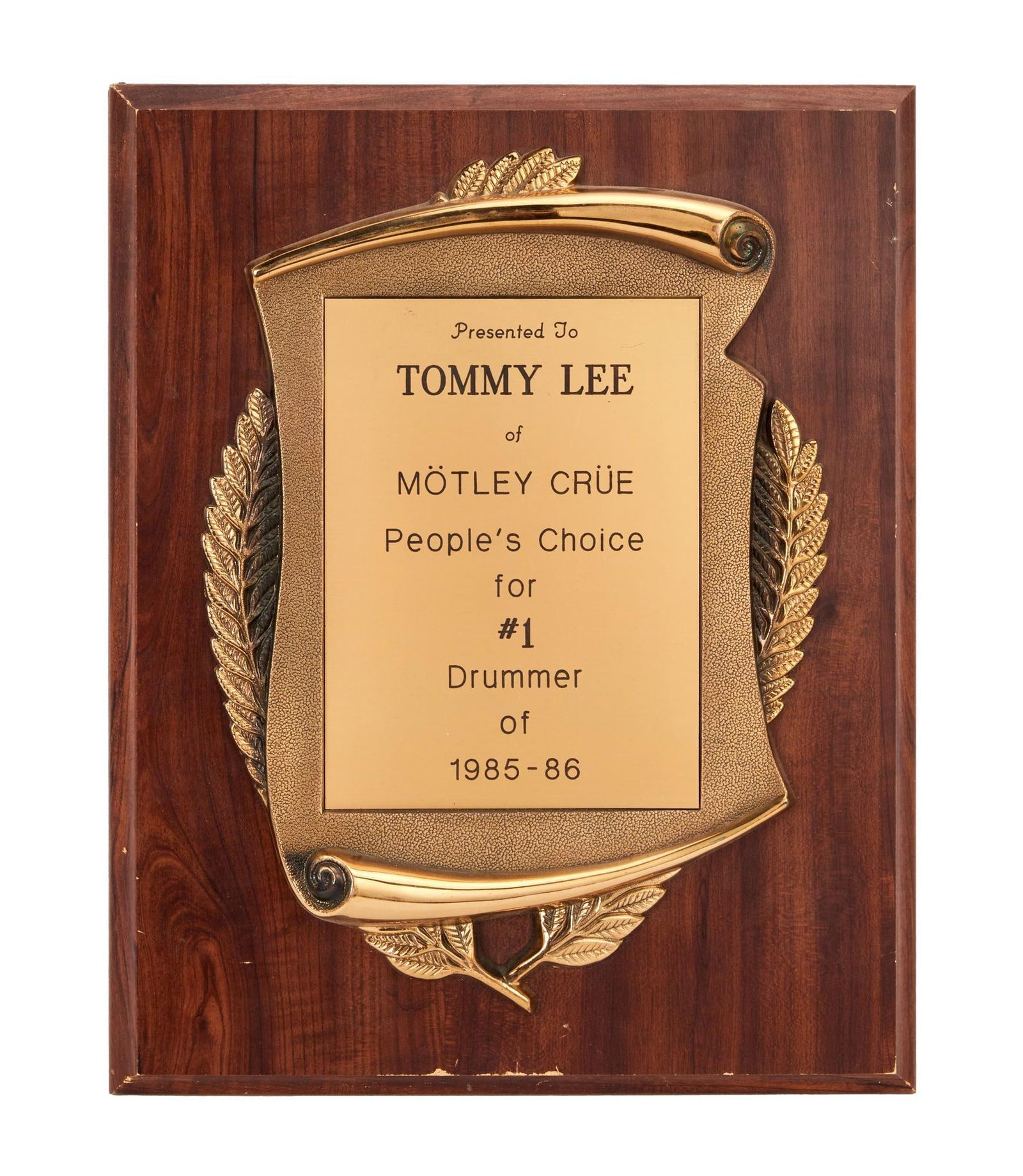 Tommy Lee | 1985-1986 People's Choice "#1 Drummer" Award (1 of 1)