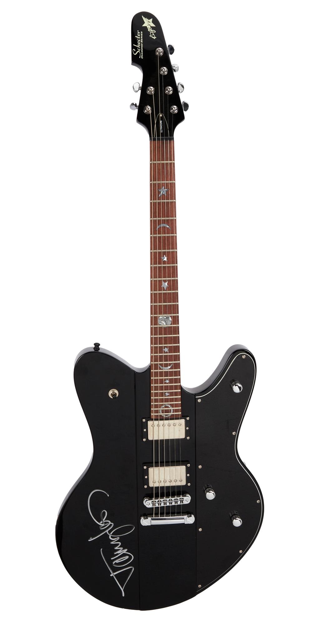 Tommy Lee | Signed Schecter Robert Smith Ultracure Signature Electric Guitar, Black: A Schecter Diamond Series Ultracure electric guitar in black finish, serial #08101269, signed in silver felt tip pen on the top by solo artist, drummer for Motley Crue, and Methods of Mayhem frontman